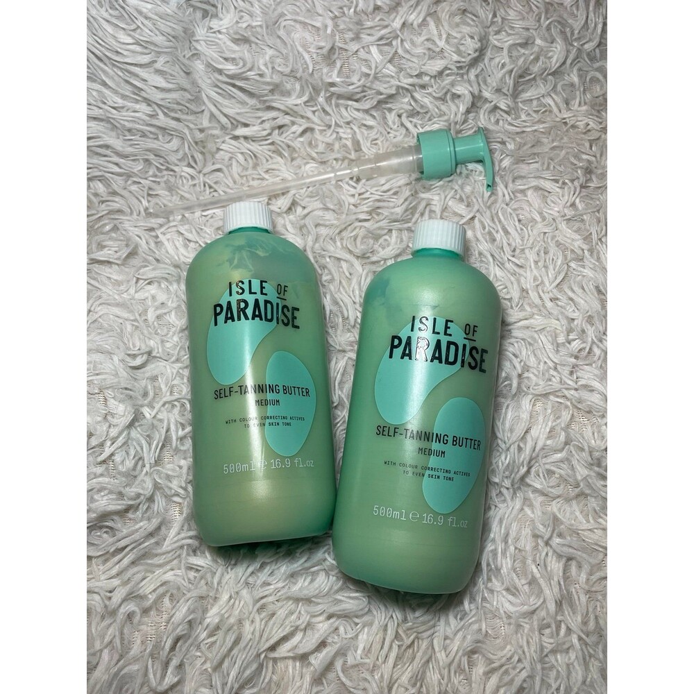 TWO (2) Isle of Paradise 500 ml self tanning body butter large bottle & pump NEW